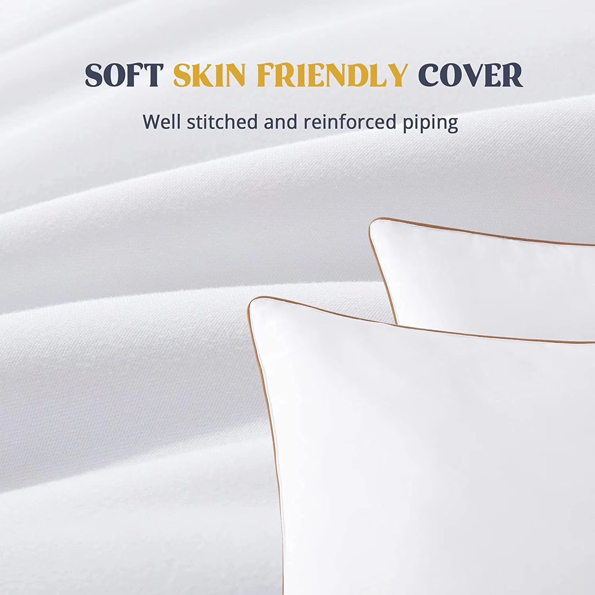 Unikome Set of 2 Goose Feather Pillows with Soft Cover, Medium Firm Bed Sleeping Pillows