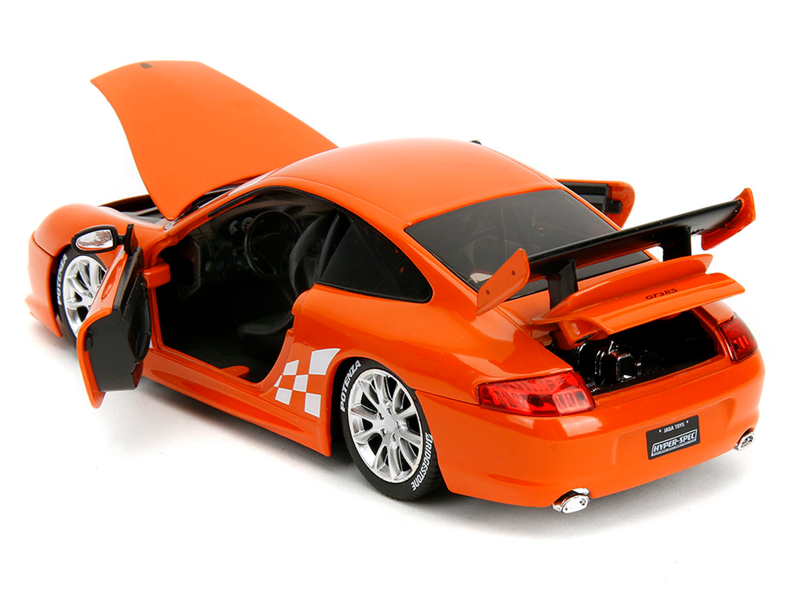 Jada Porsche 911 GT3 RS (996) #008 "Bridgestone" Orange Metallic with White Graphics "Hyper-Spec" Series 1/24