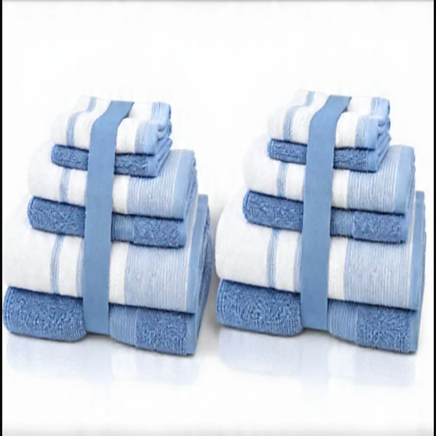Plazatex Two Tone Zero Twist 100% Cotton Soft & Absorbent Piece Bathroom Towel Set