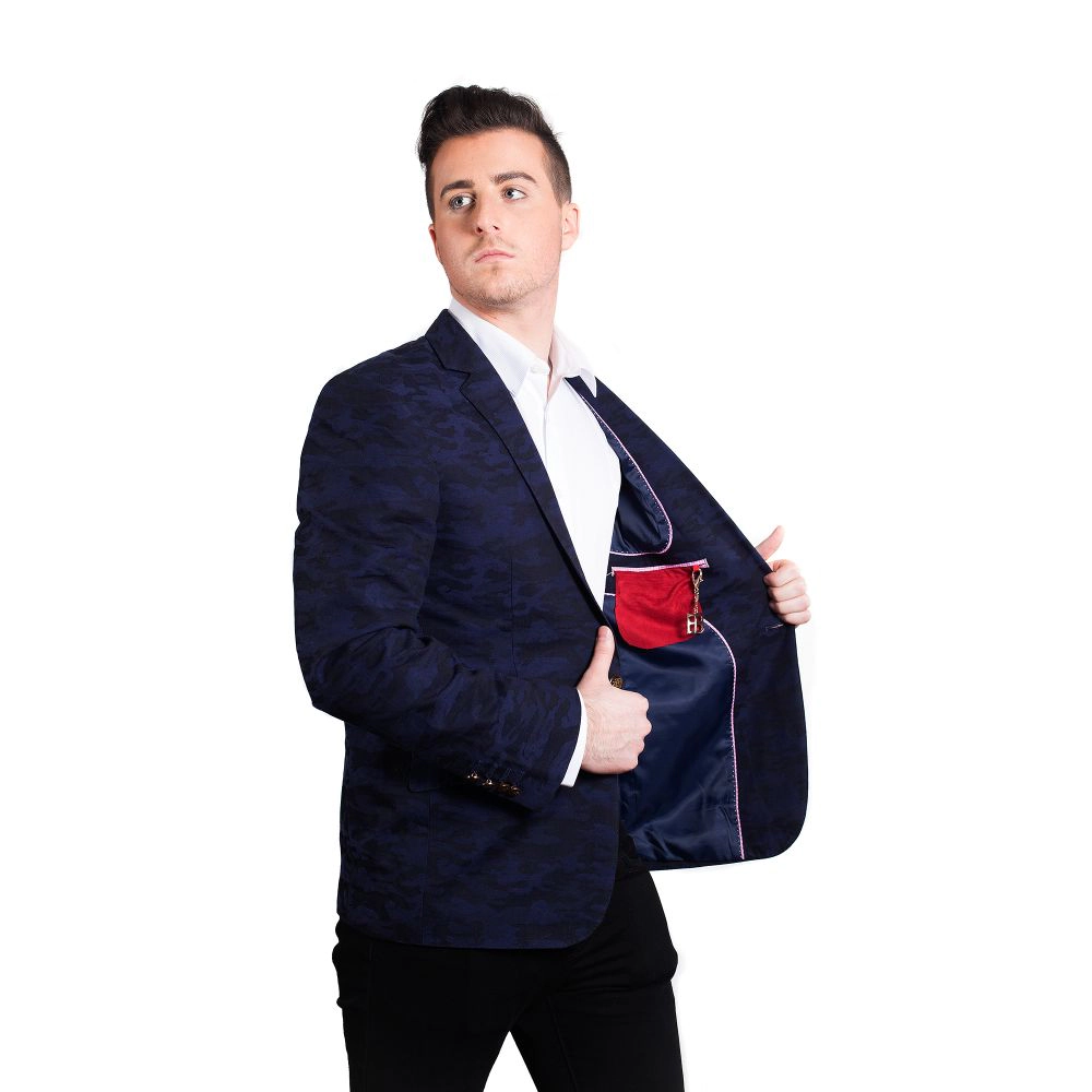 Elie Balleh Men's Slim Fit Camoflage Sports Coat Jacket