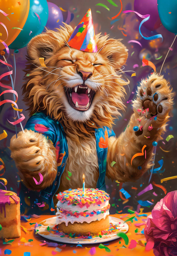 CASTORLAND 1000 Piece Jigsaw Puzzles, Happy Birthday!, Joyful lion, Party scene, C-105359-2