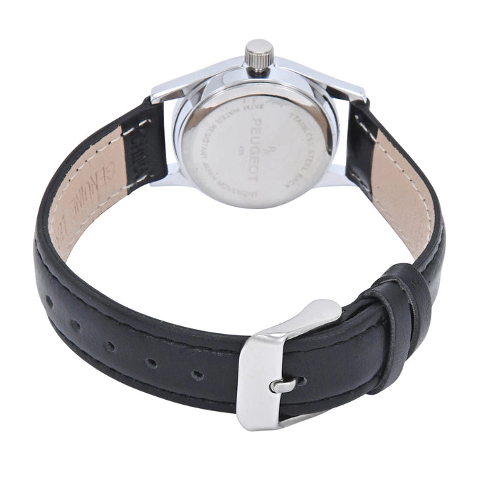 Peugeot Women’s Silver Dial Nurses Sport Calendar Wristwatch Easy Reader with Black Band