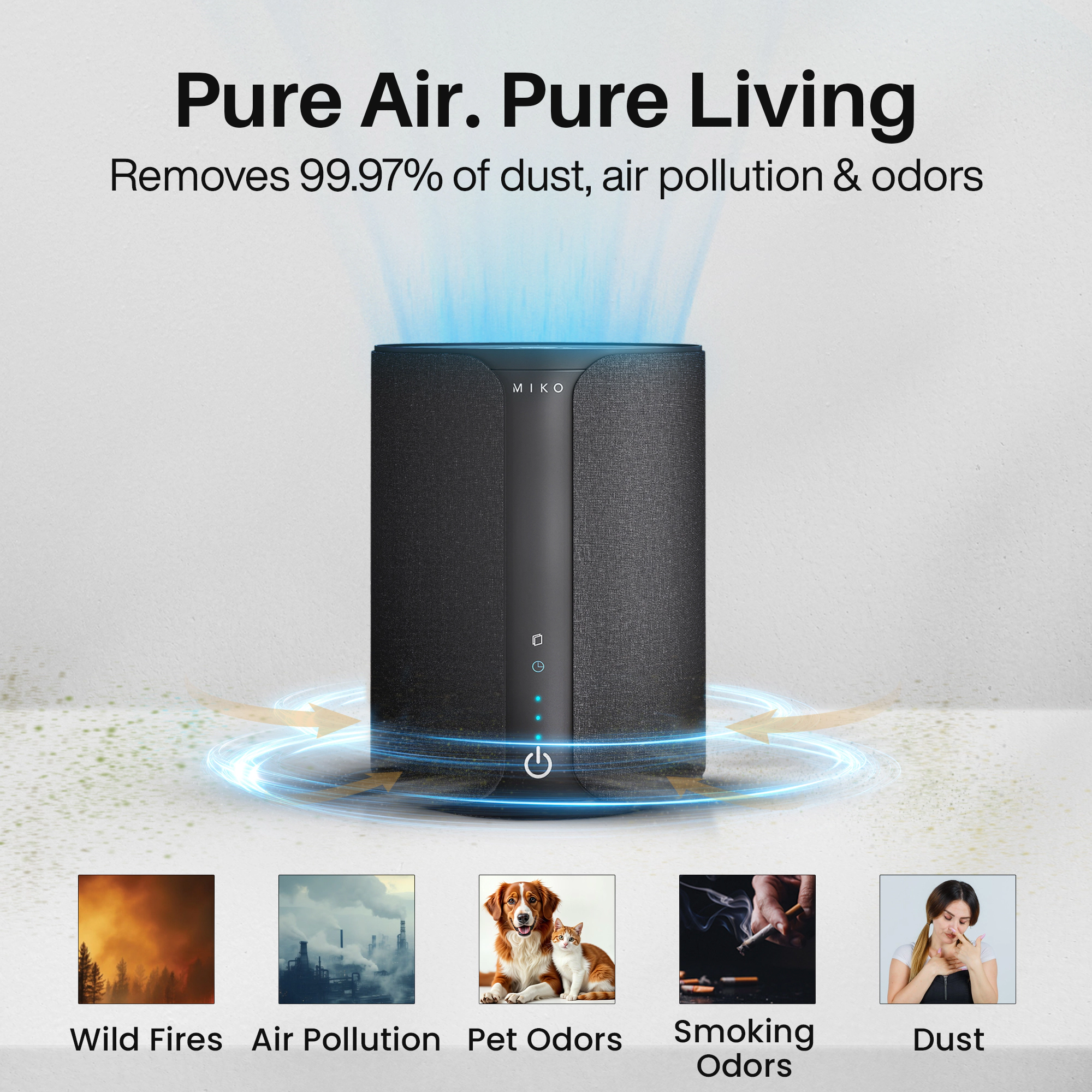 Miko Ibuki 2.0 Smart Home Air Purifier with App Control & Oil Diffuser 1500 sqft