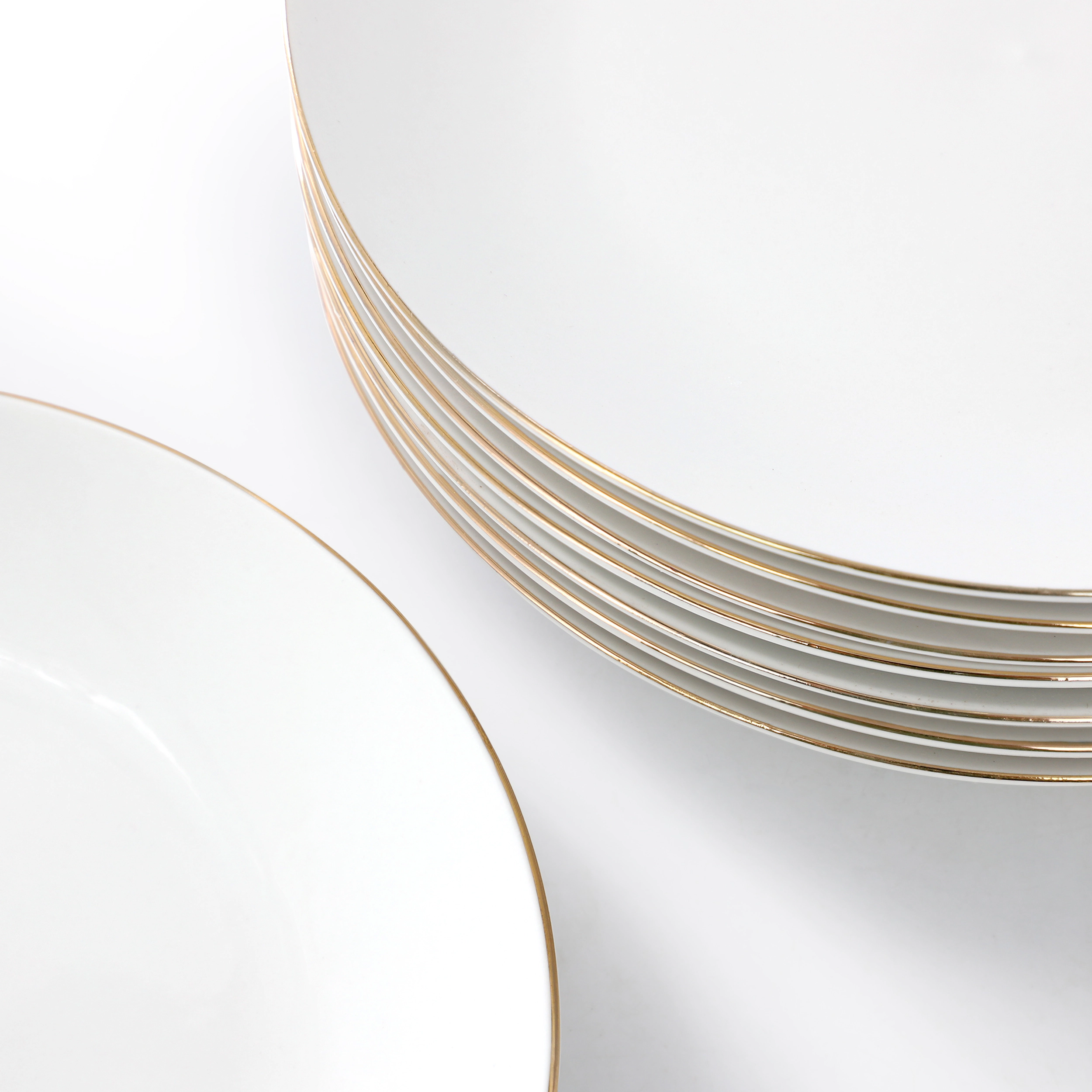 Gibson Home Ogalla 8 Piece 7.5 Inch Gold Banded Fine Ceramic Dessert Plate Set