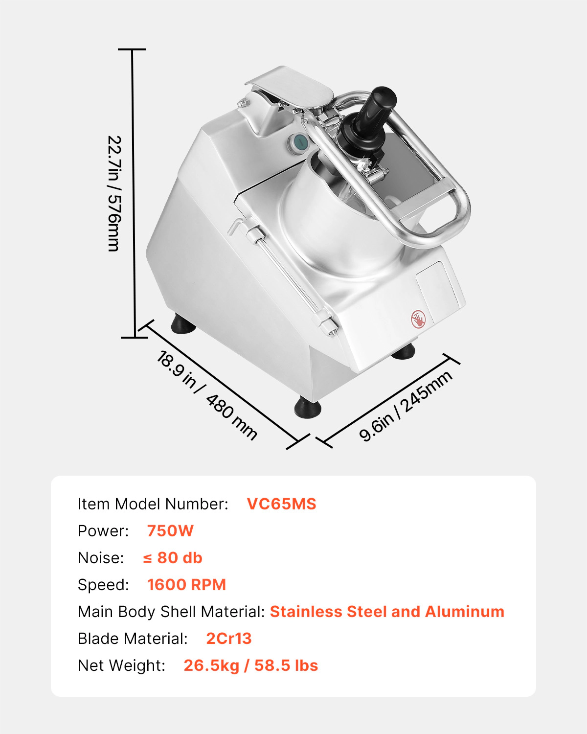 HONGGE Food Processor & Vegetable Chopper Food-Grade Stainless Steel Food Processor Chopper with for Vegetables Fruit