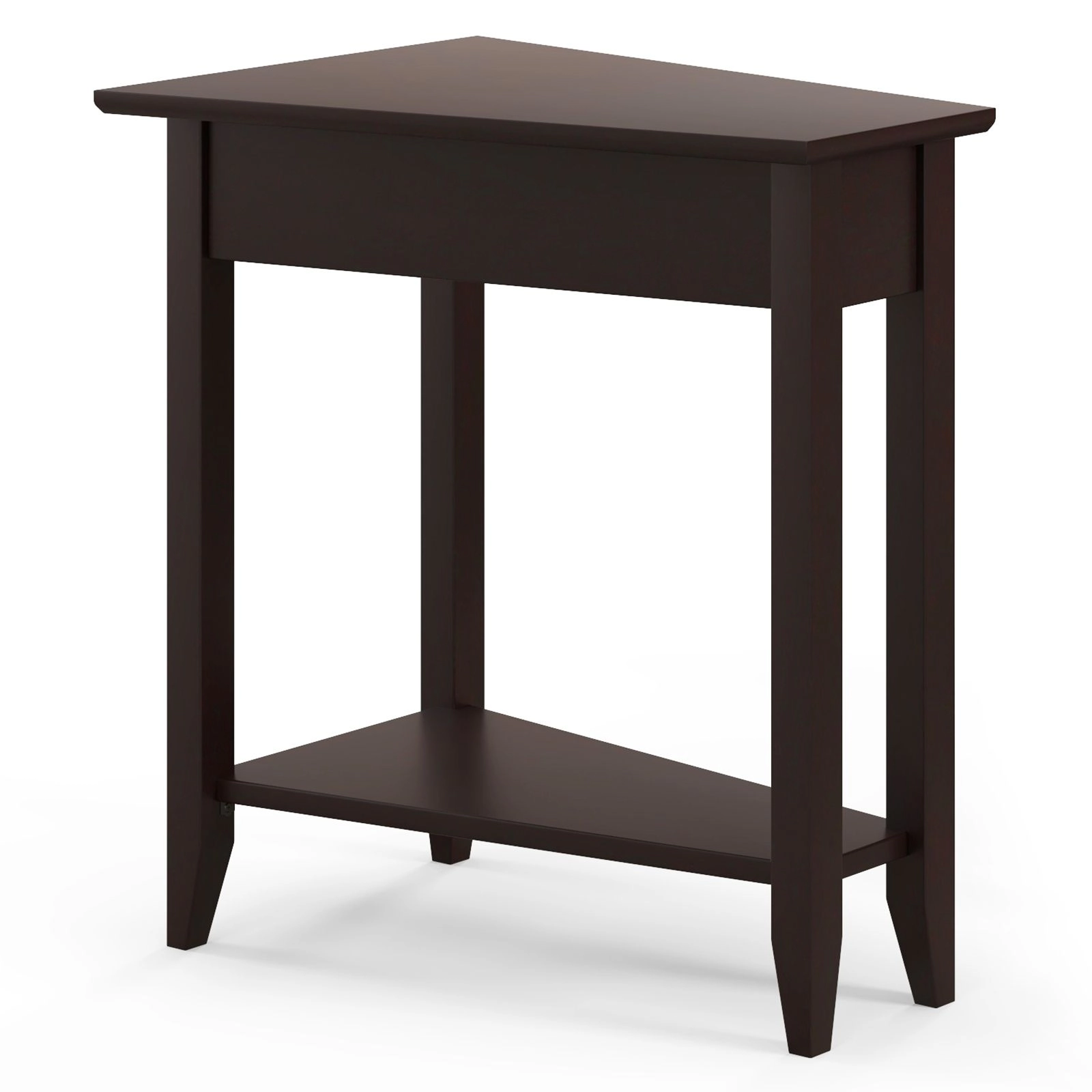 SlickBlue 24" Compact Side Table with Bottom Shelf and Wood Finish