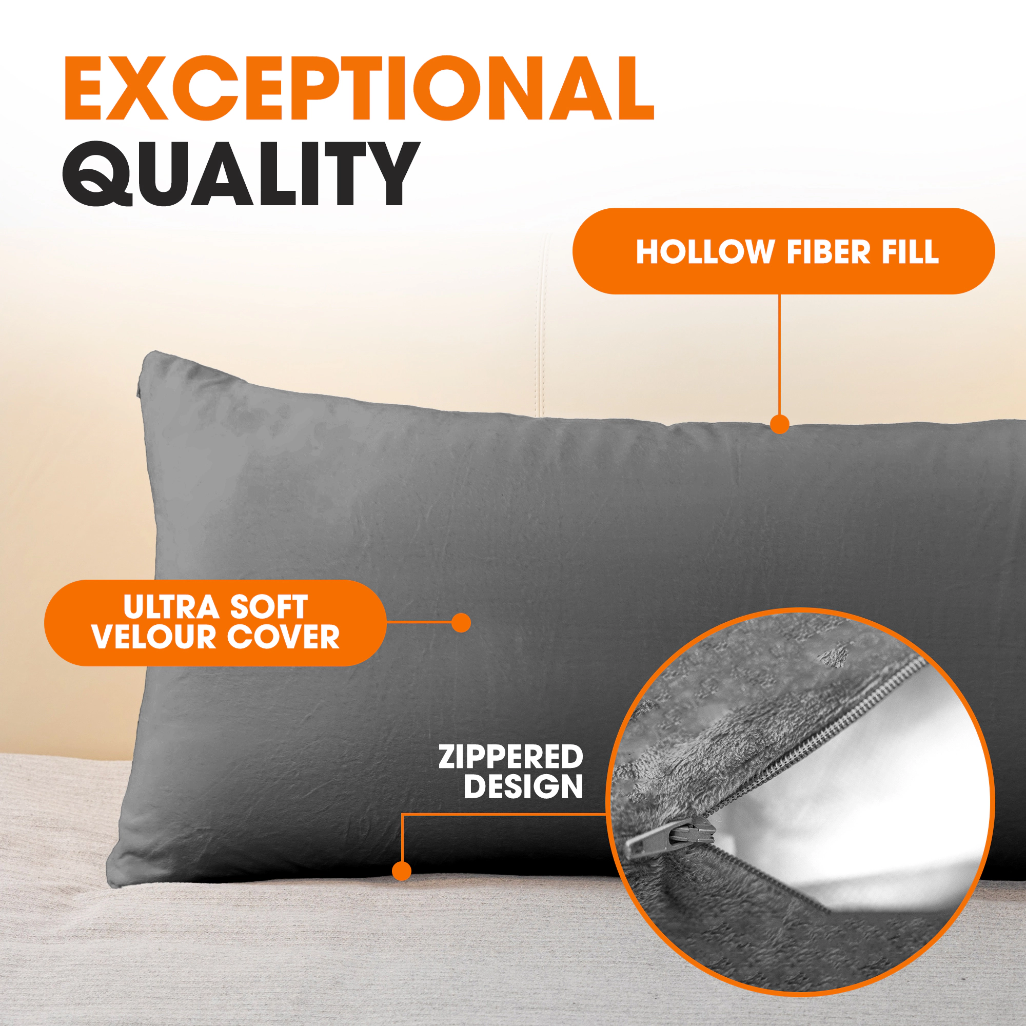 Cheer Collection Velour Plush Long Body and Lumbar Accent Pillow, 20"x54"