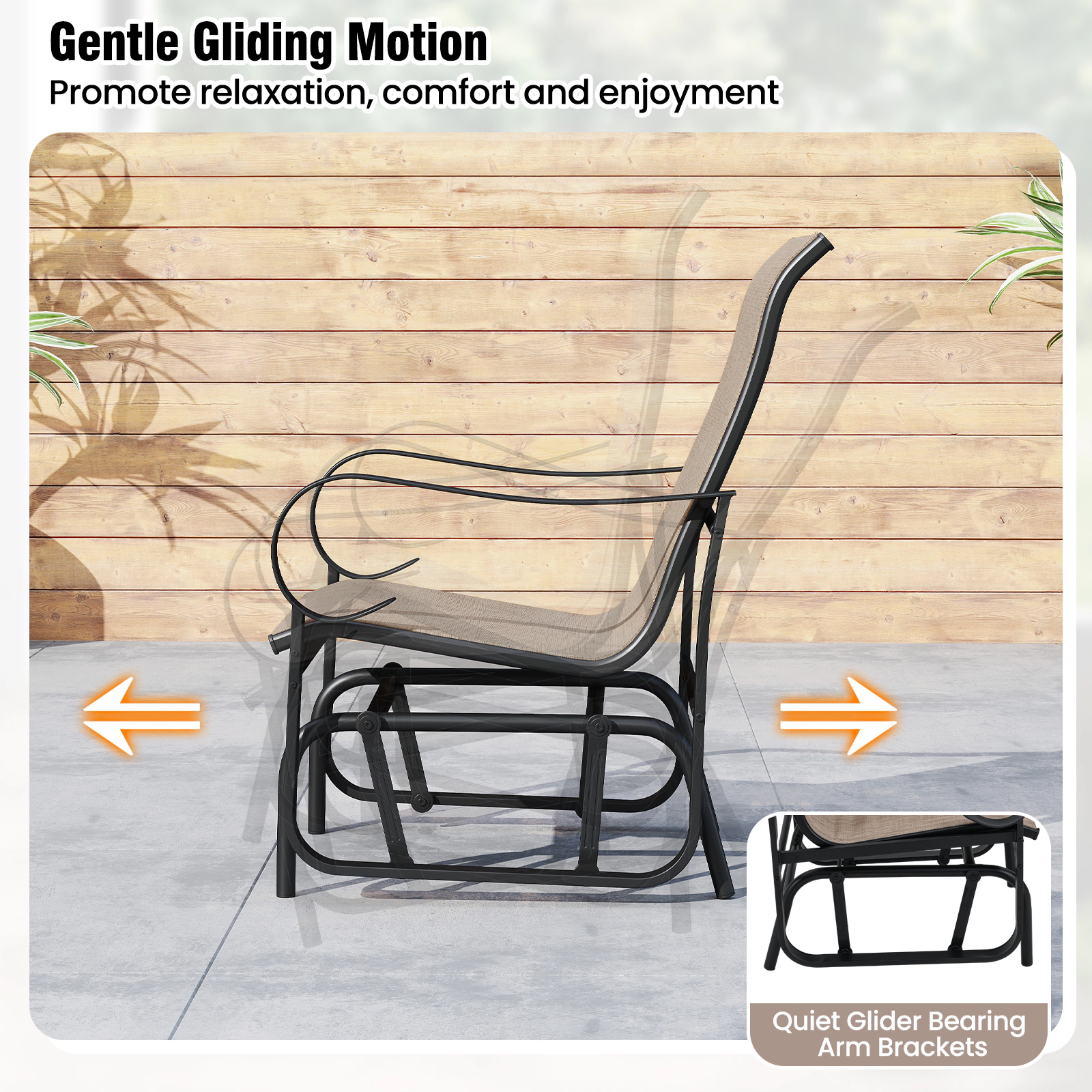 SUGIFT Outdoor Glider Chairs with High Backrest 330-Lb Capacity Mix Brown and Black