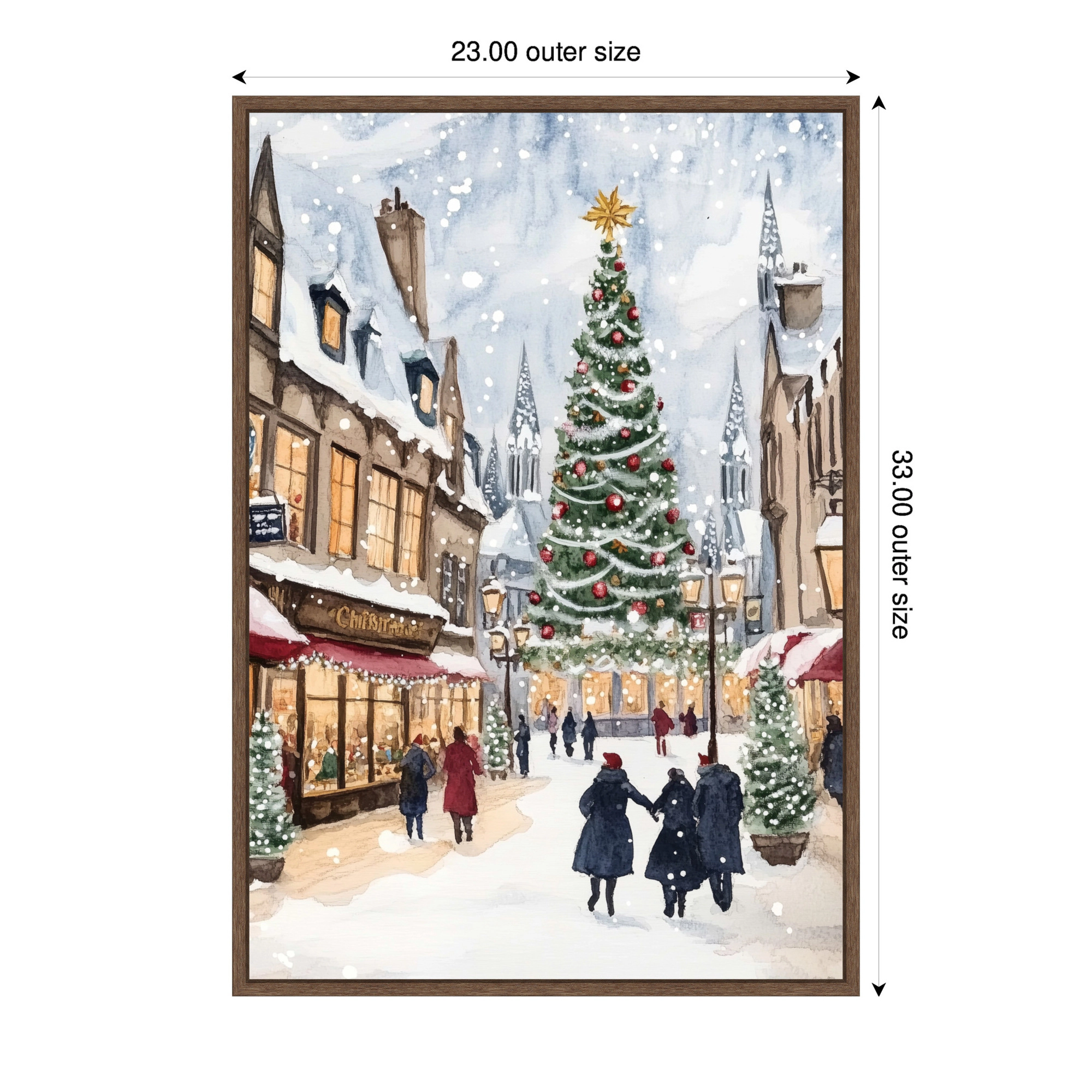 Amanti Art Snowy Christmas Town Framed Canvas Wall Art Print