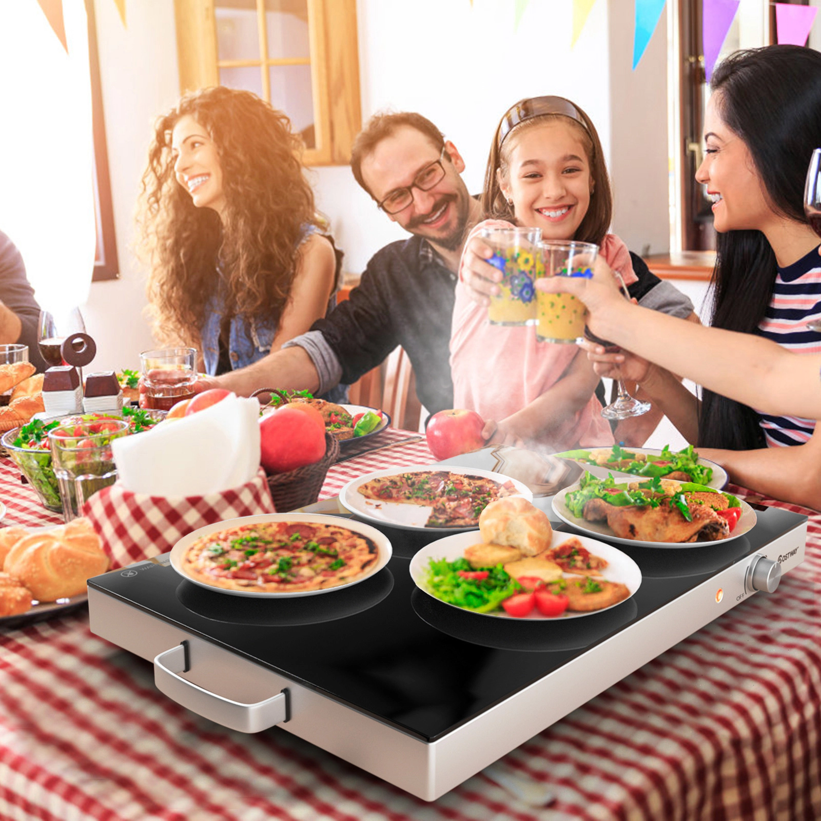LJG 22 x 14 Inch Electric Warming Tray Hot Plate Dish Warmer with Adjustable Temperature