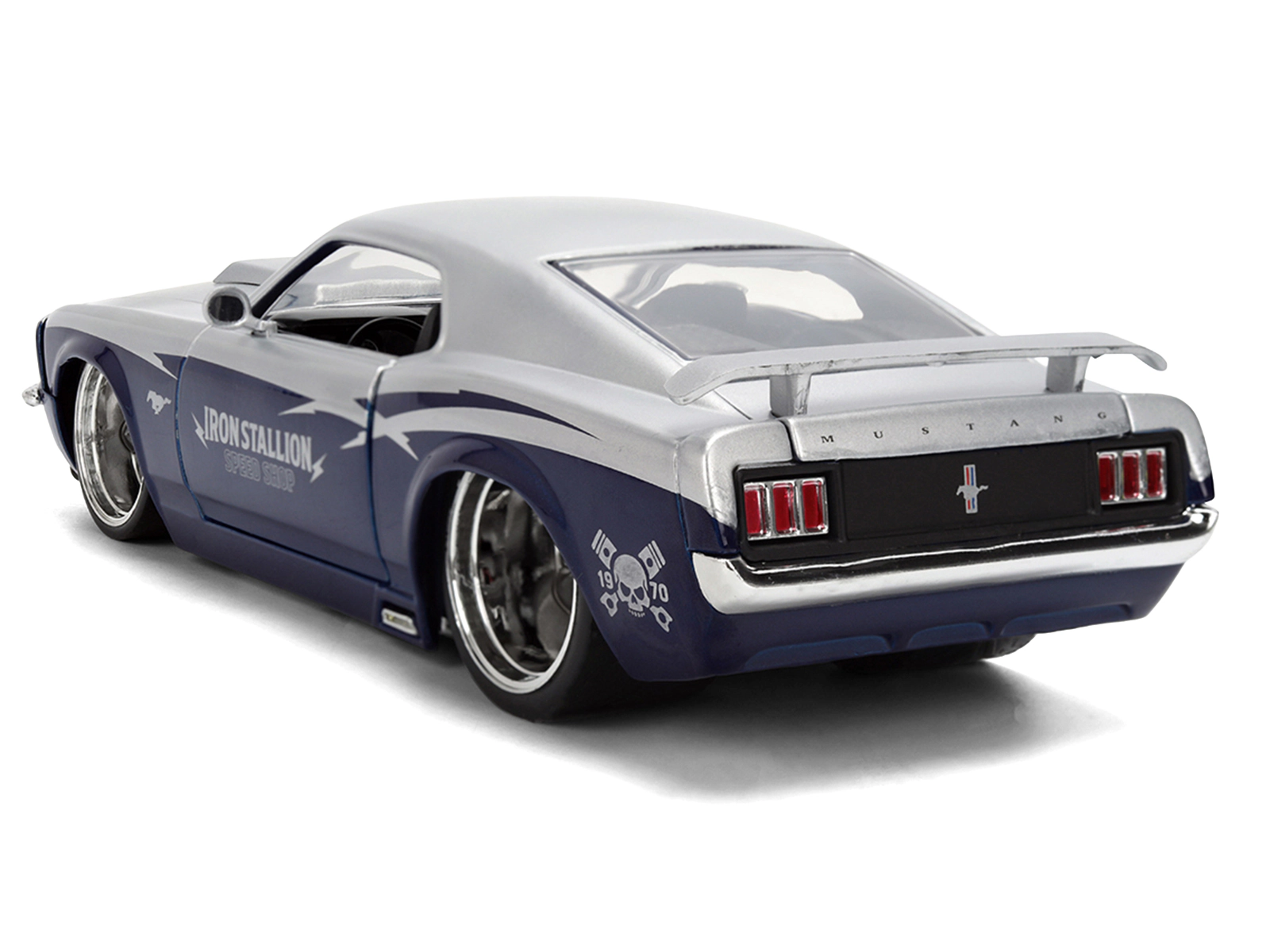 Jada 1970 Ford Mustang Boss 429 "Iron Stallion Speed Shop" Silver and Dark Blue Metallic "Bigtime Muscle"