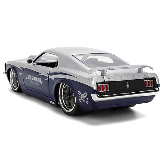 Jada Collectible 1970 Ford Mustang Boss 429 "Iron Stallion Speed Shop" Silver And Dark Blue Metallic "Bigtime Muscle"