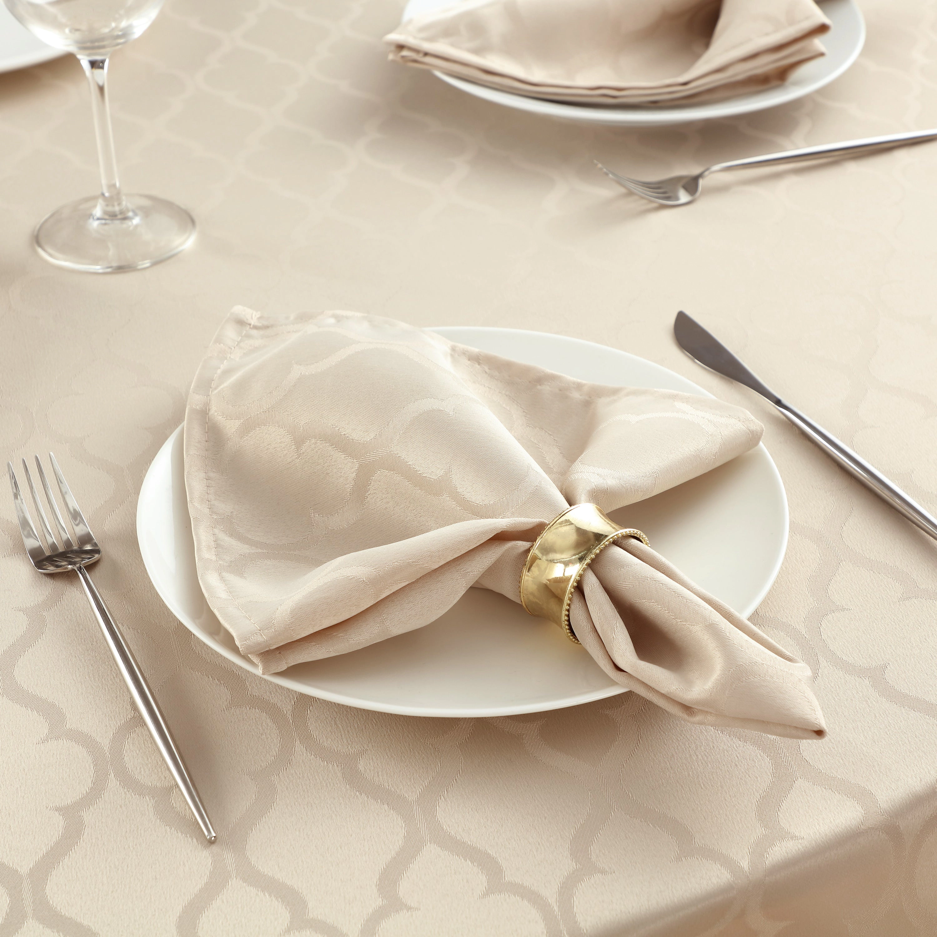 HLC.ME Modena Lattice Jacquard Fabric Water Resistant Dining Table Napkins - Set of 4