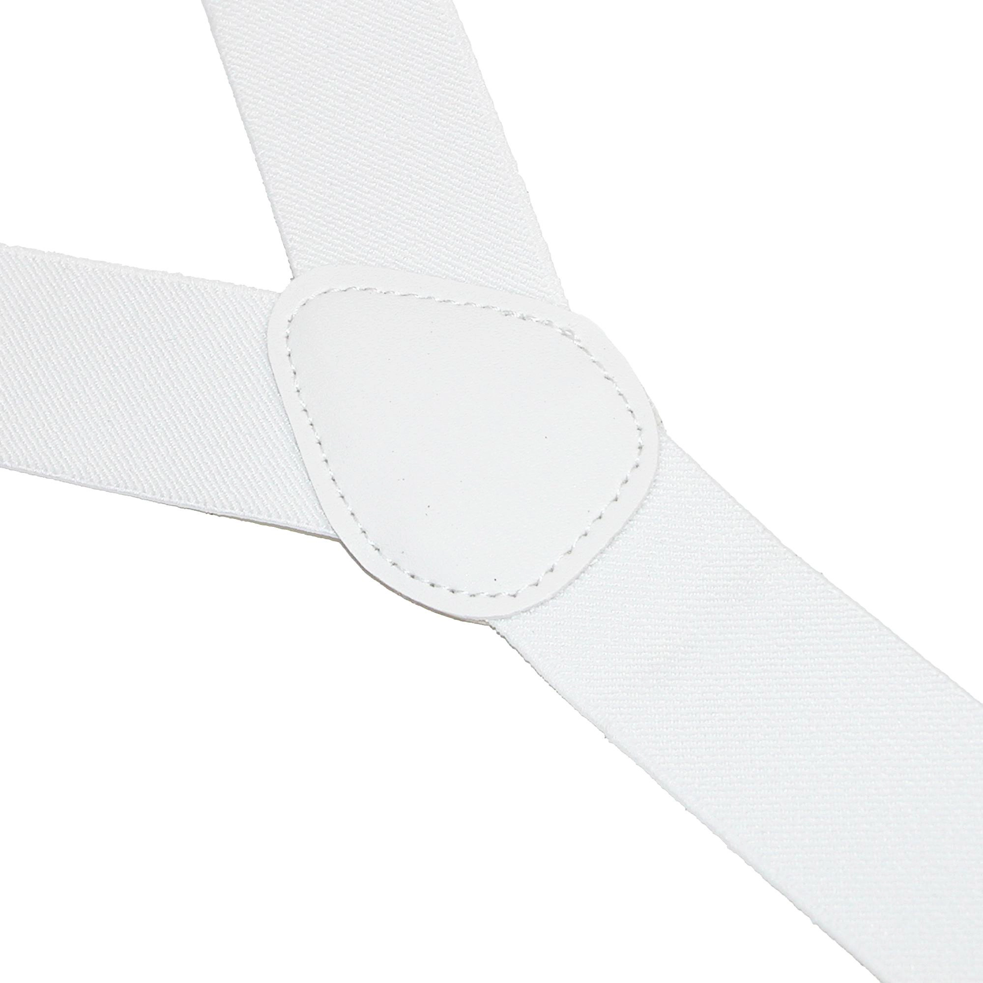 CTM Elastic Solid White Clip-End Suspenders
