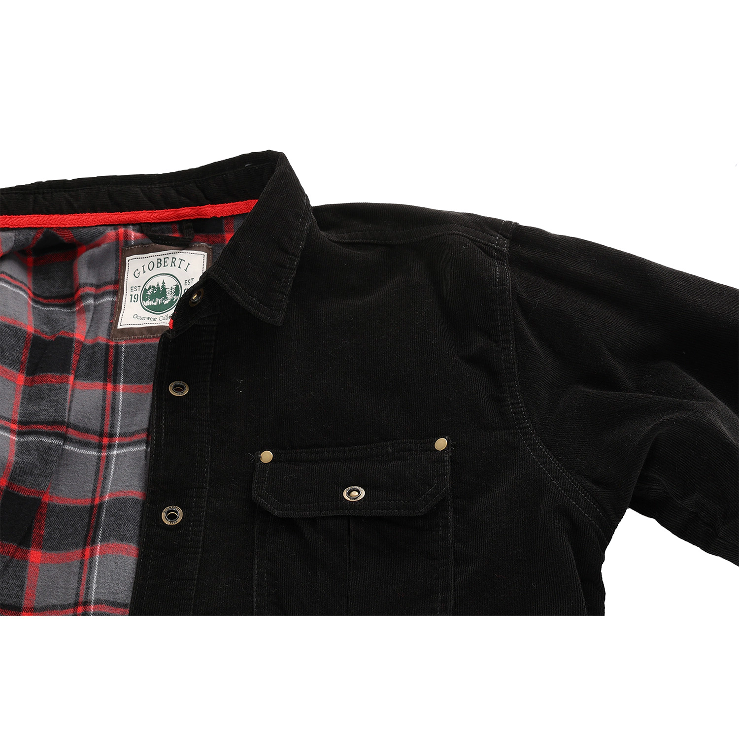 Gioberti Men's 100% Cotton Extremely Soft Corduroy Shirt Jacket with Flannel Lining