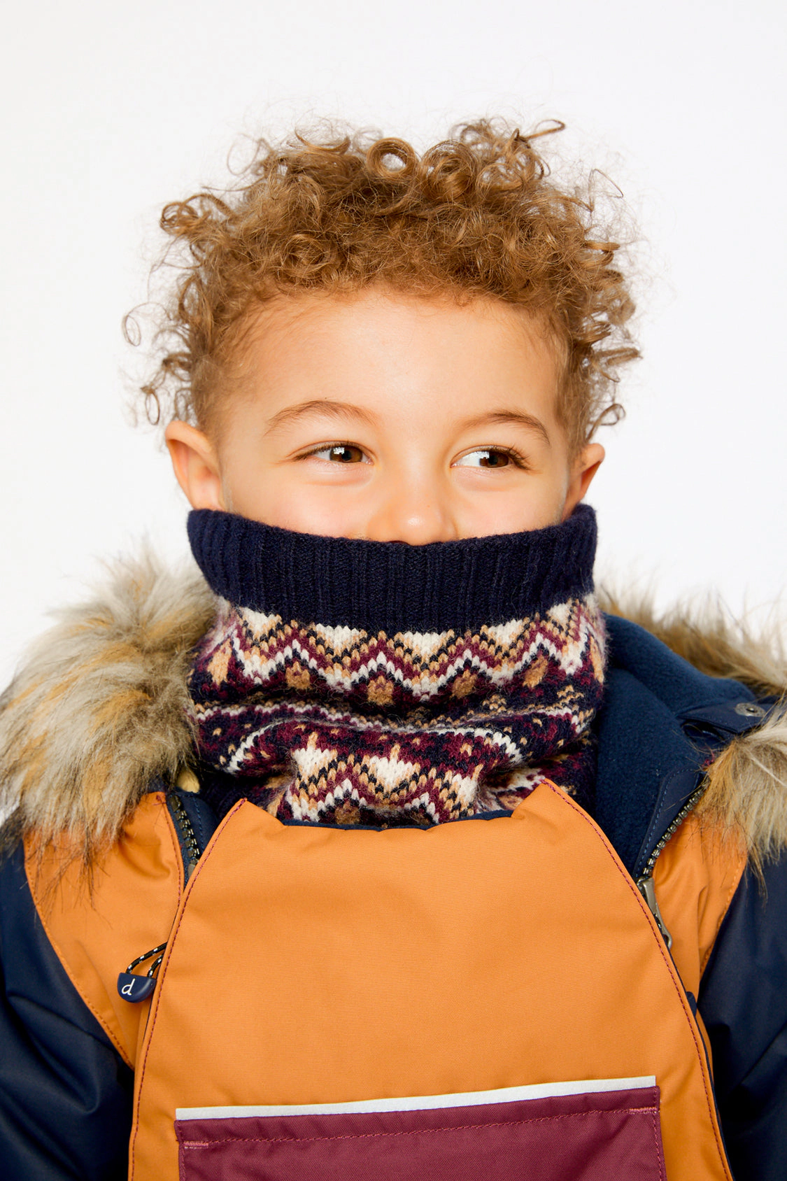 Deux par Deux Boys Fair Isle Jacquard Winter Knit Neckwarmer  2-6 Years