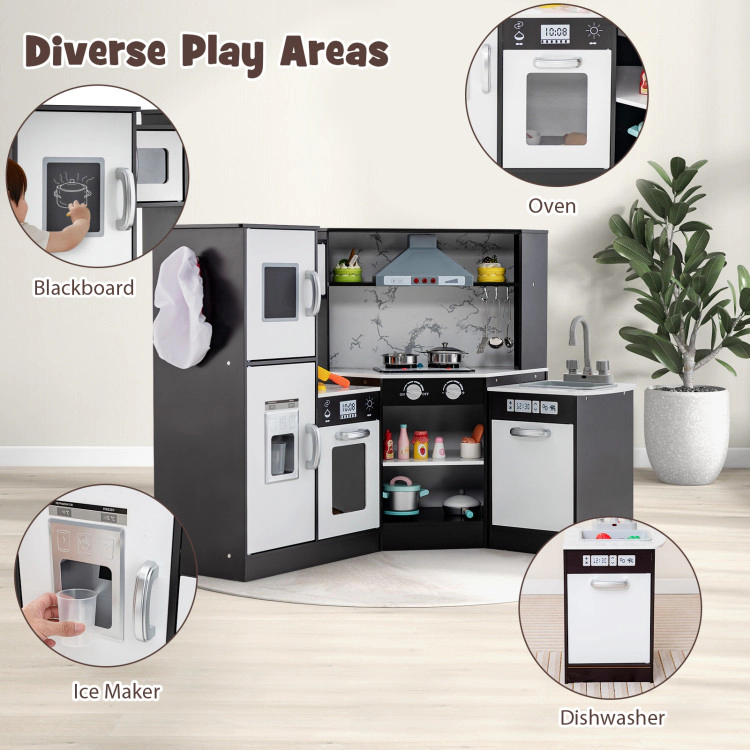 Hivvago Kids Corner Pretend Kitchen Playset with Separated Washing Basin