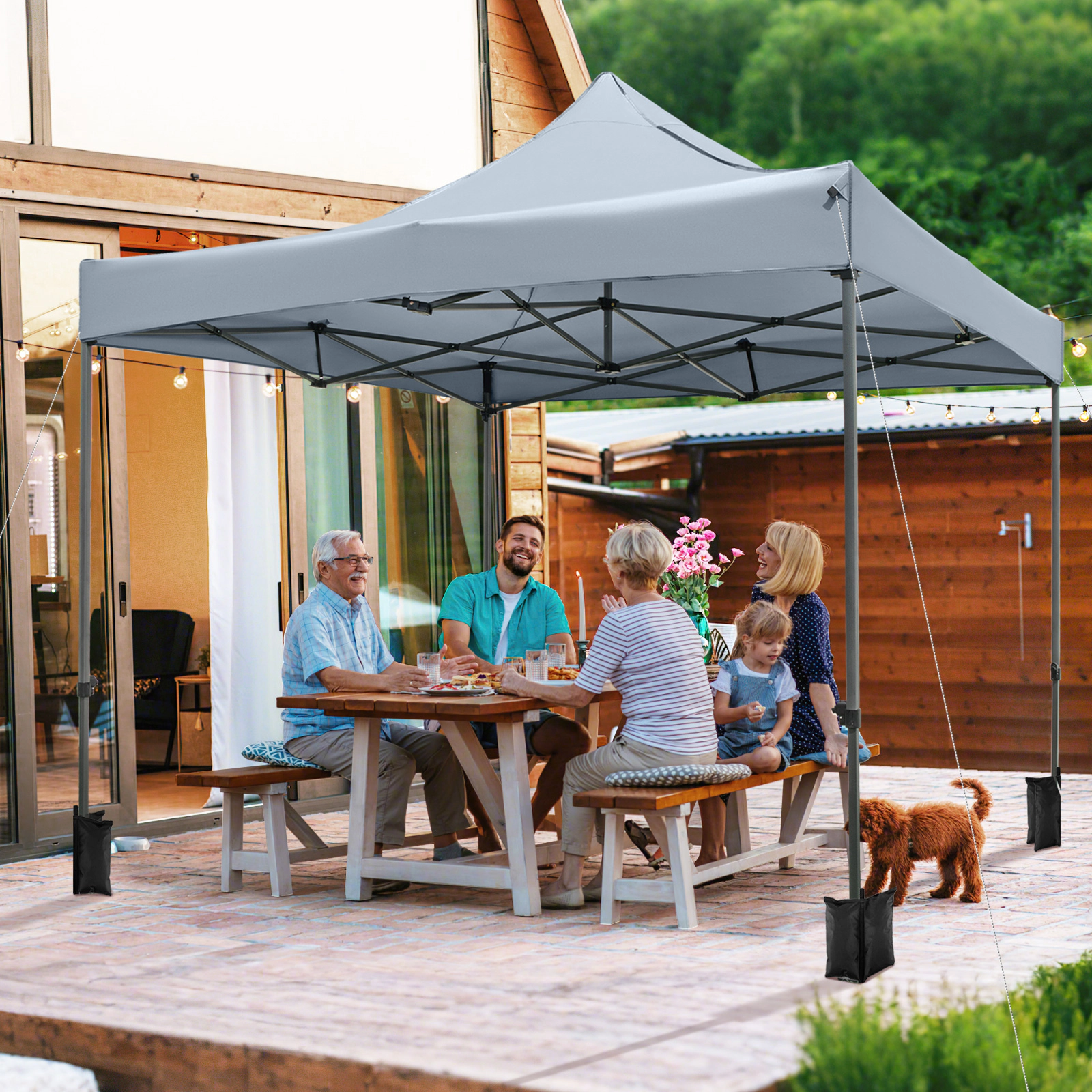 LJG 10 x FT Outdoor Pop up Canopy Tent Easy Setup Gazebo Shelter with Wheeled Bag