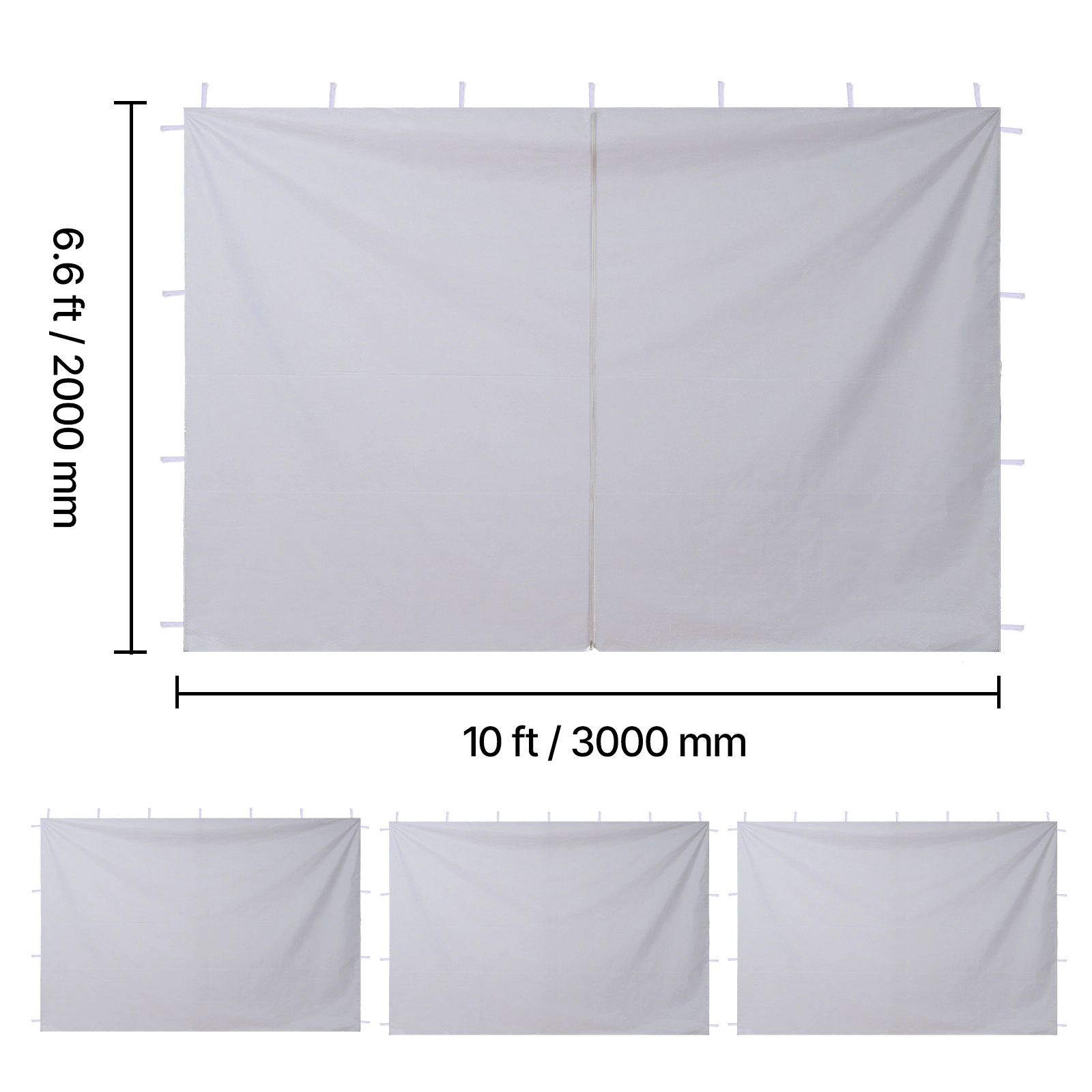 HONGGE 10x10 ft Canopy Sidewalls (Set of 4), Waterproof UV-Blocking Tent Side Walls for Pop Up Canopies, White