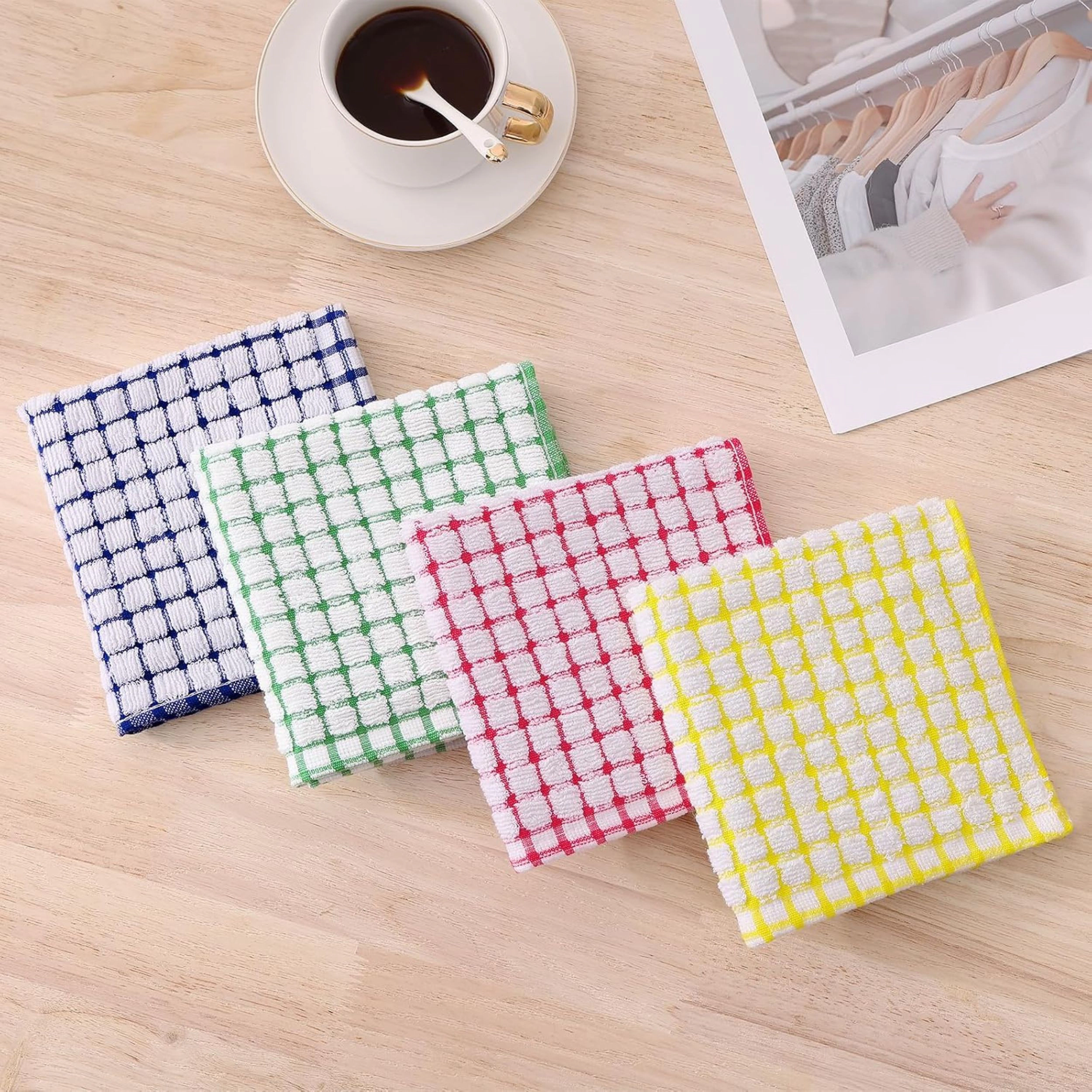 Stock Preferred Pack of 10 Cotton Absorbent Kitchen Dish Cloths 12x12 Inch