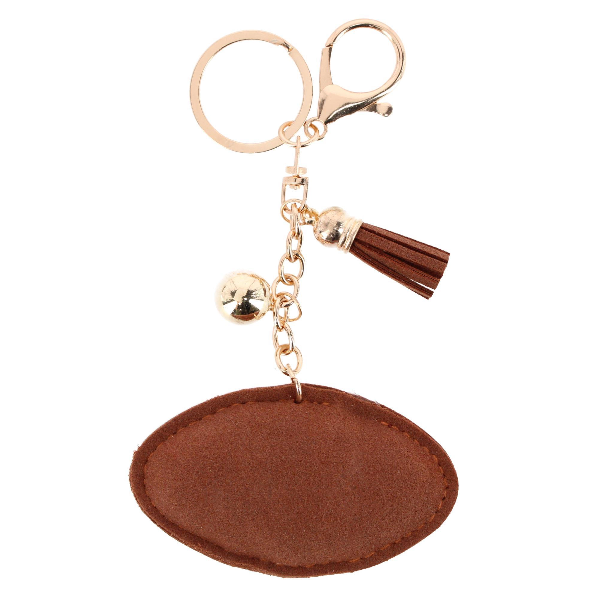 CTM Women's Rhinestone Football & Tassel Bag Charm & Key Chain