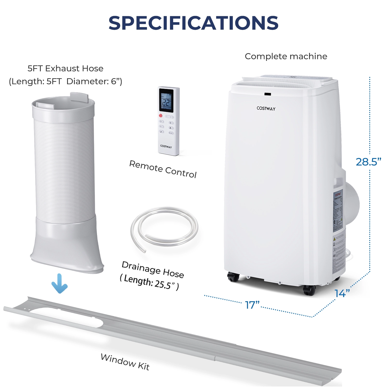 LJG 12000BTU 3-in-1 Portable Air Conditioner with Remote