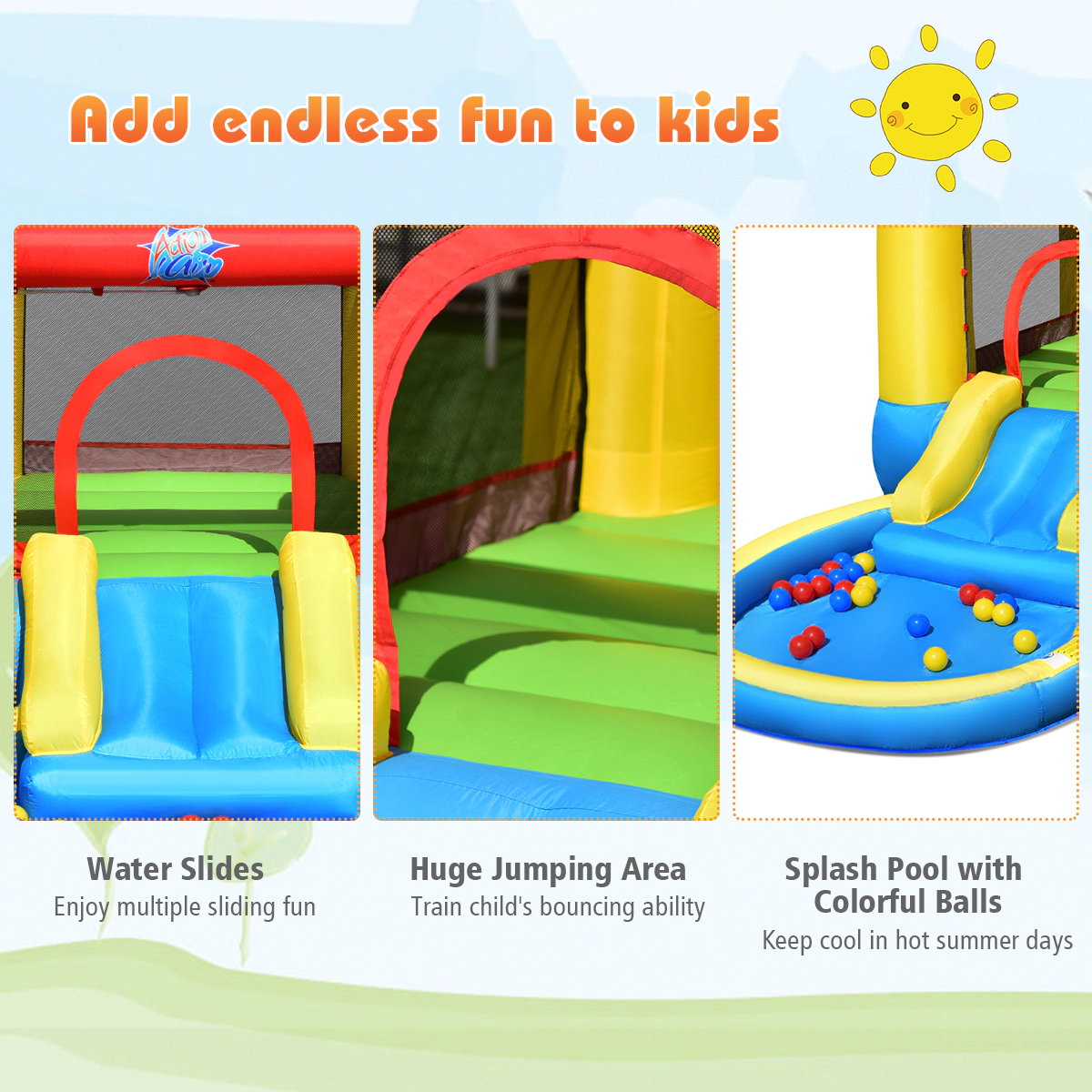 Hivvago Inflatable Kids Slide Bounce House with 550w Blower