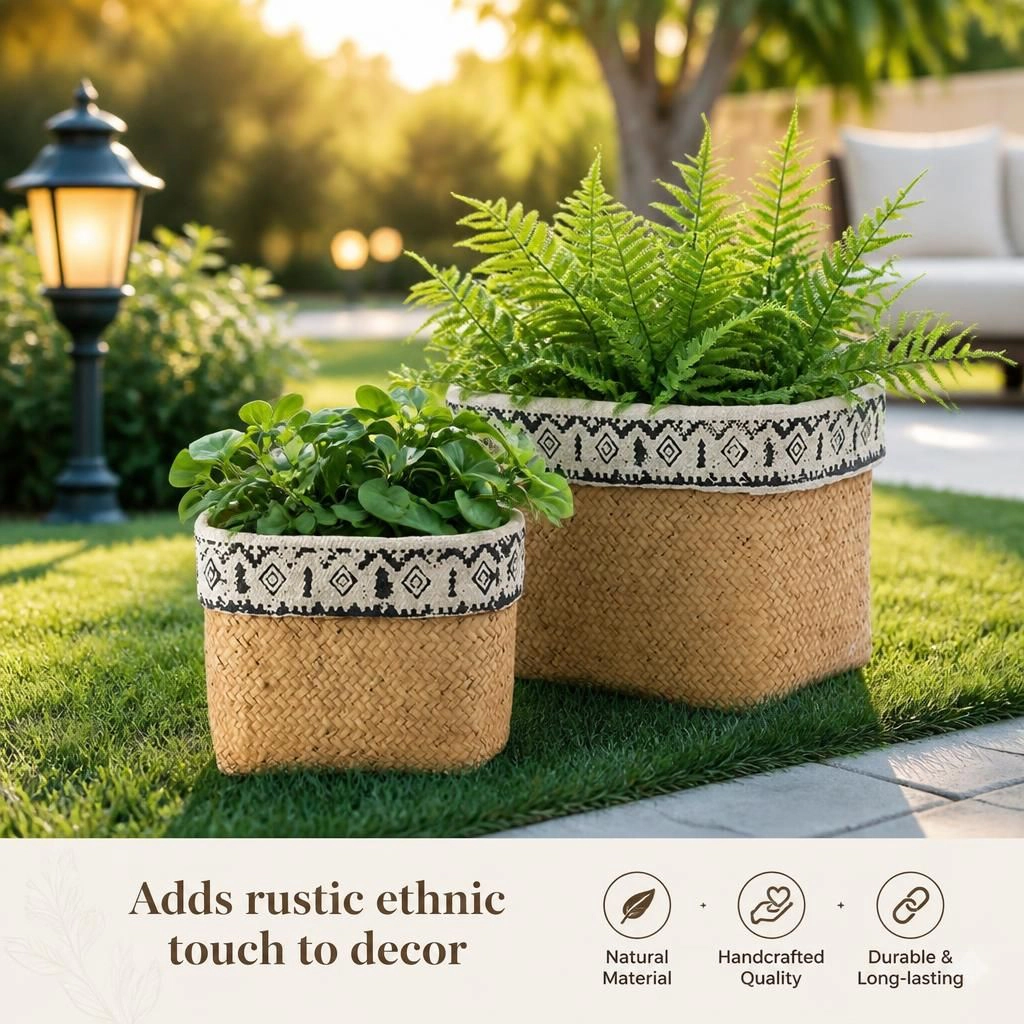 WOW PIONEER Durable Solid Cement Garden Planter Pot for Flowers Herbs Succulents Patio Balcony
