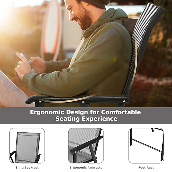 LJG 4-Pack Patio Folding Chairs Portable for Outdoor Camping