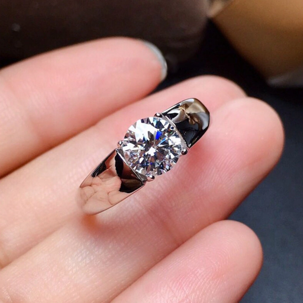 Wardrobe Whimsy Round Cut Cubic Zirconia Black Enamel Solitaire Ring