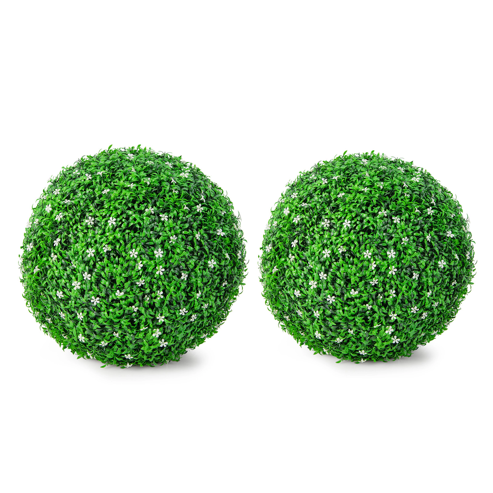 Slickblue Set of 2 Artificial Holly Topiary Balls with Flowers for Indoor and Outdoor Decor