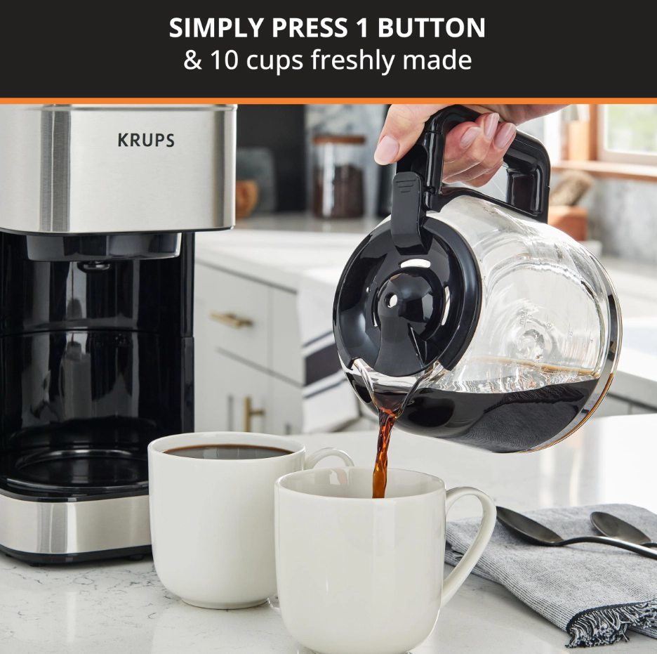 Krups Simply Brew 10-Cup Drip Coffee Maker | Stainless Steel