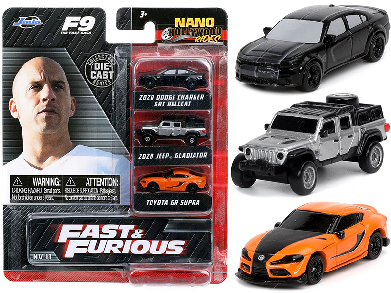 Jada "Fast & Furious 9" (2021) Movie 3 piece Set "Nano Hollywood Rides" Series Diecast Model Cars by Jada