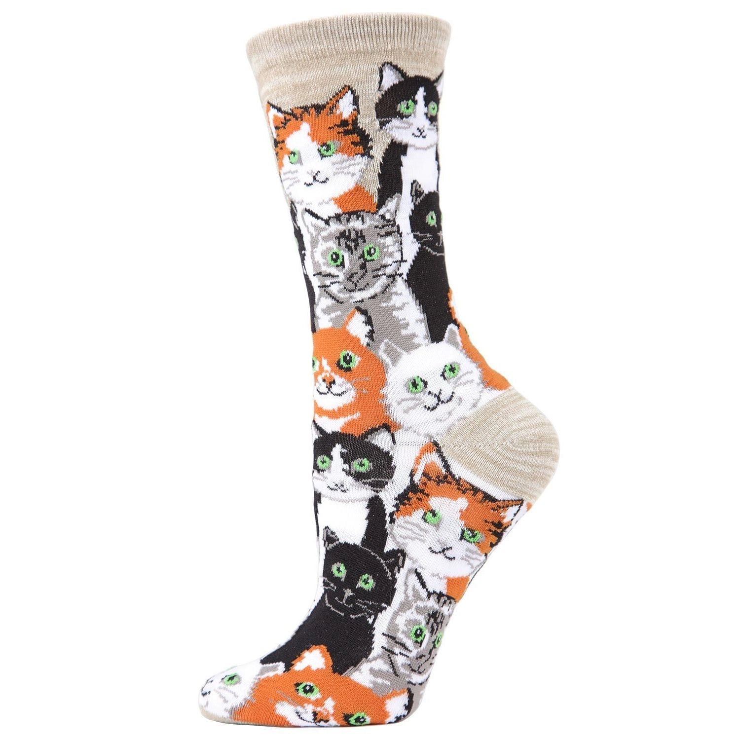 MeMoi Multi Cat Club Bamboo Blend Crew Socks