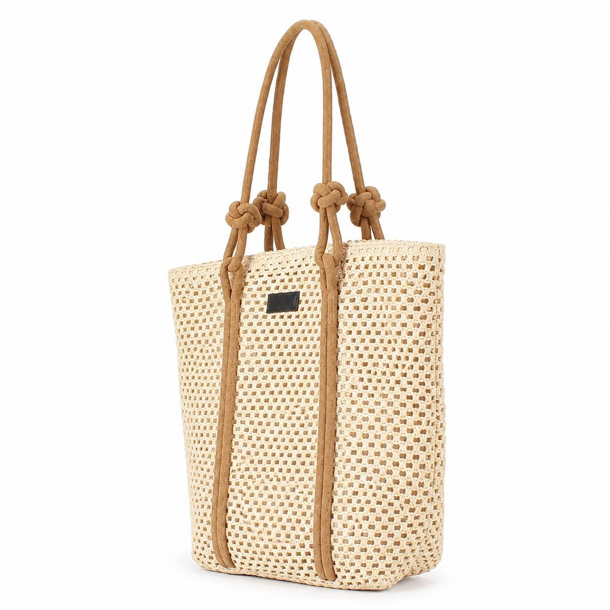 Alilang Women's Woven Straw Beach Tote Bag Large Capacity Summer Shoulder Carryall with Contrast Straps, Beige
