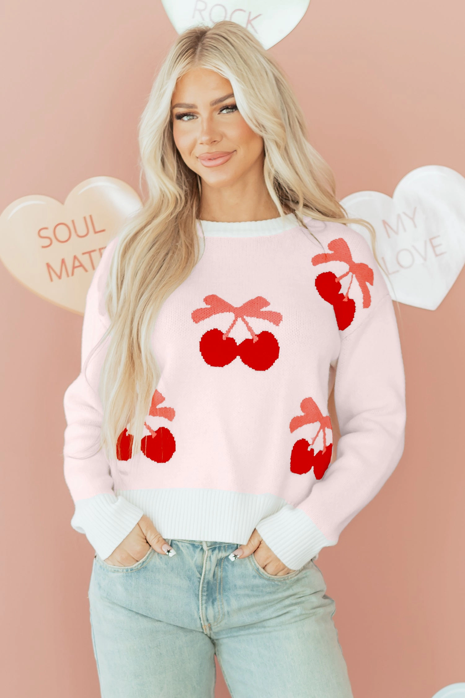 Threaded Pear Women's Nevaeh Pattern Drop Shoulder Sweater