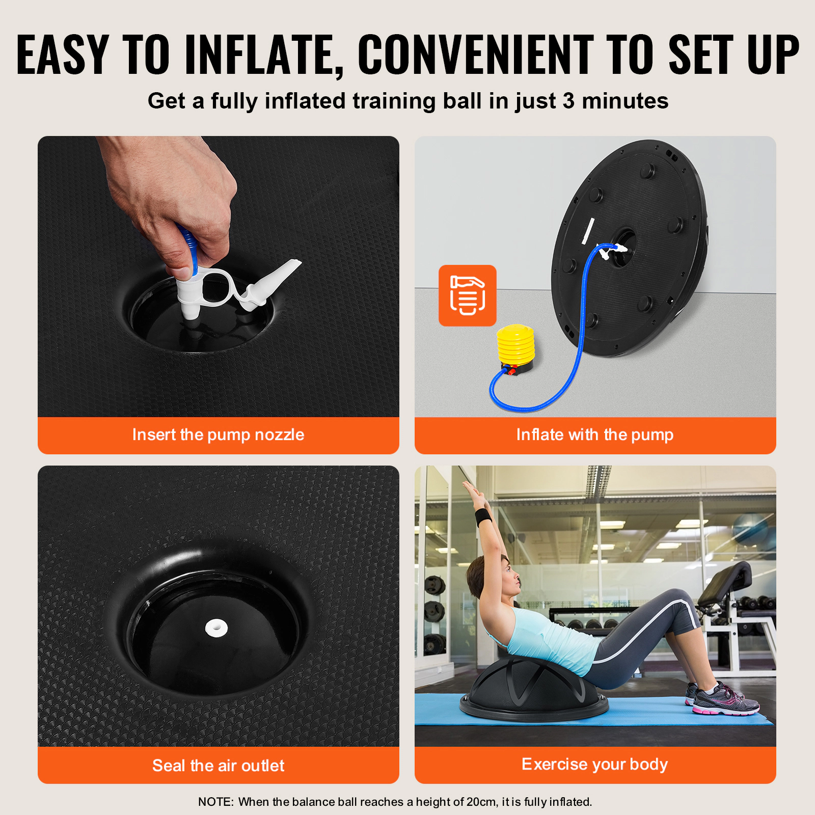 HONGGE Half Exercise Ball Trainer 23 inch Balance 660 lbs Capacity Stability Yoga with