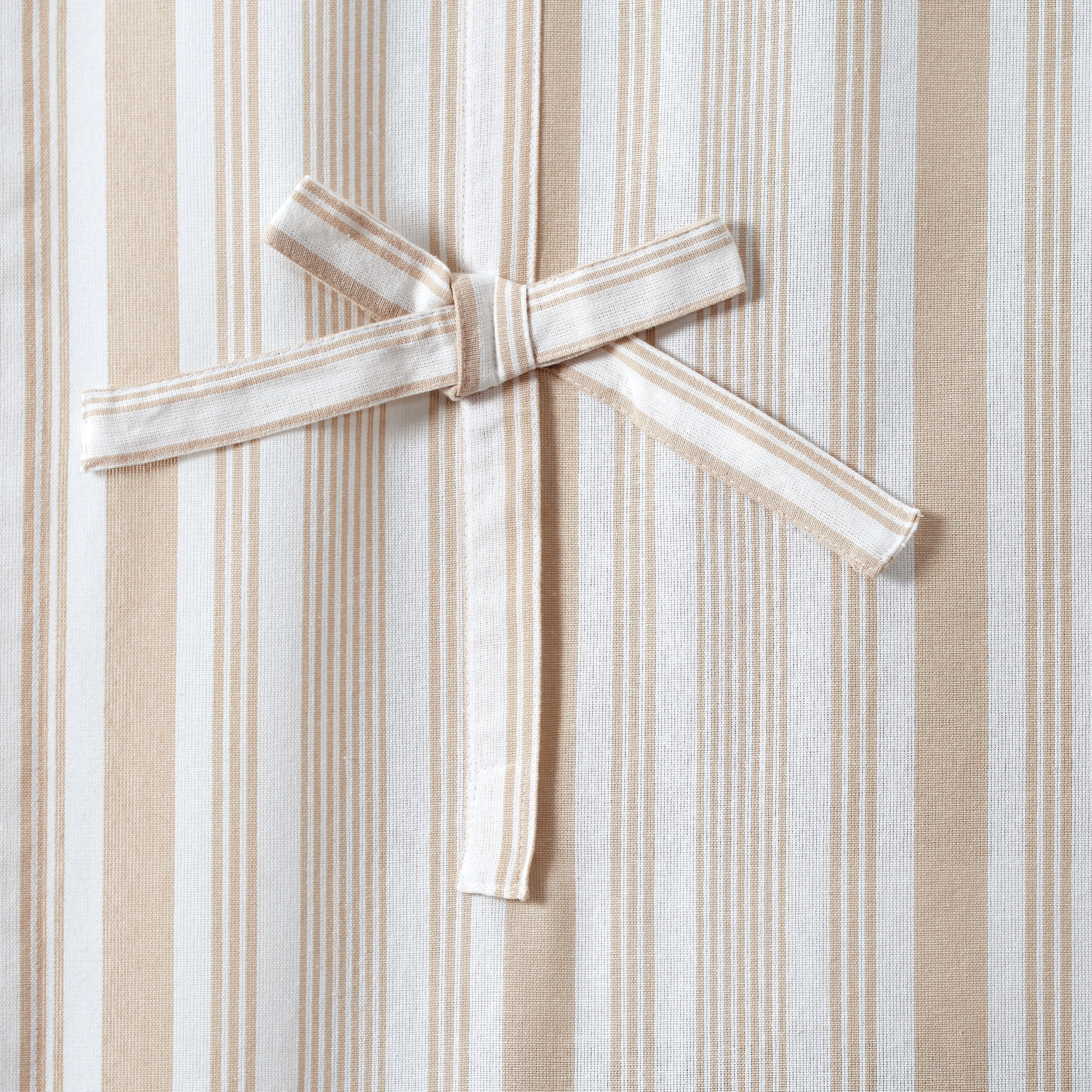 Kate Aurora Country Farmhouse Cotton Striped Tie Up Window Curtain - 63 in. Long - Taupe