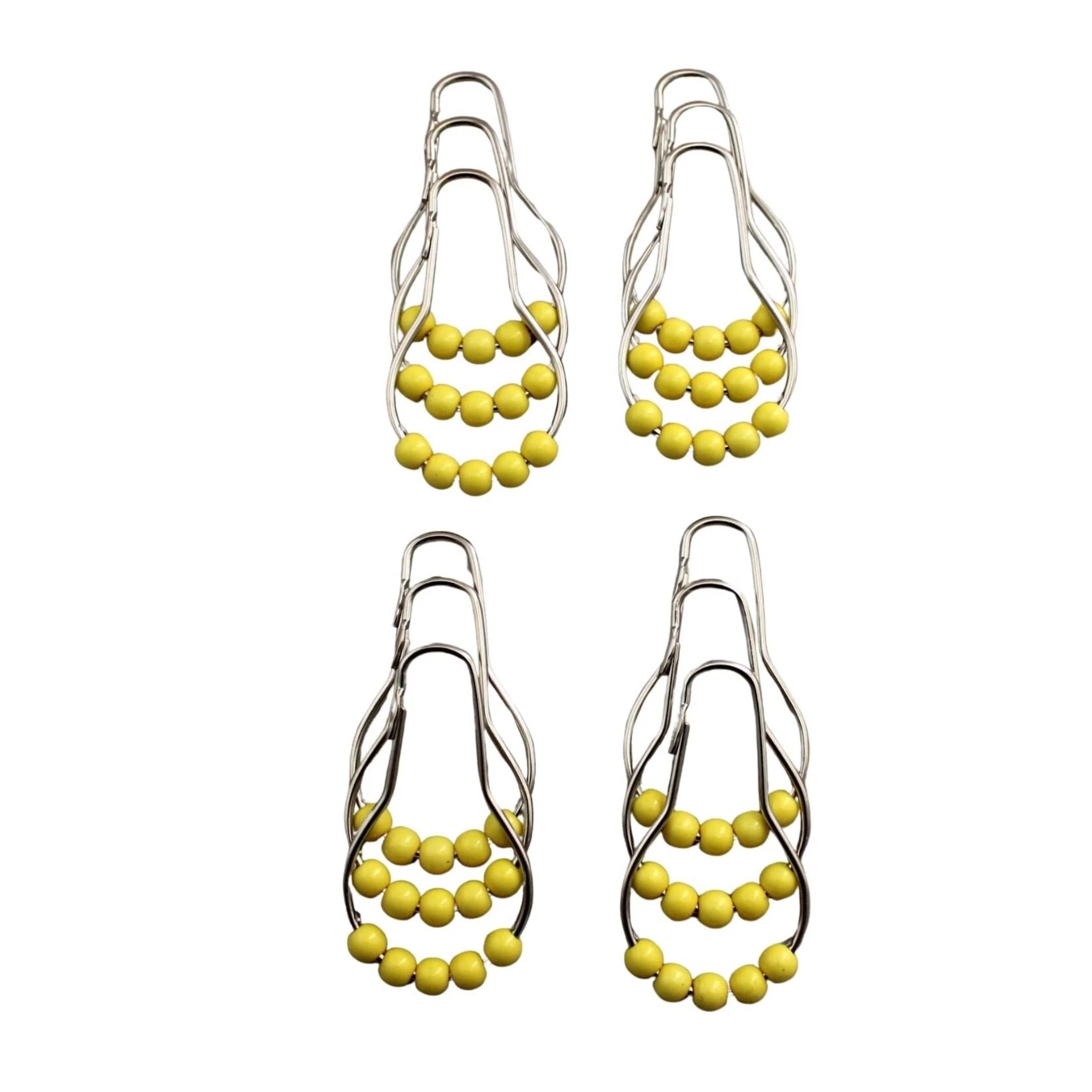 Home Collection Pack of 12 Yellow Roller Ball Shower Curtain Hooks