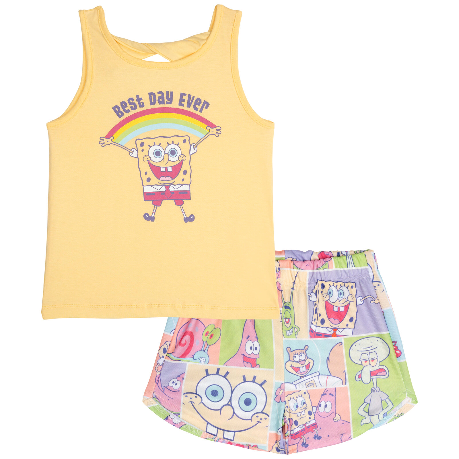 SpongeBob SquarePants Girls' Athletic 2-Piece Tank Top and Mesh Shorts Set