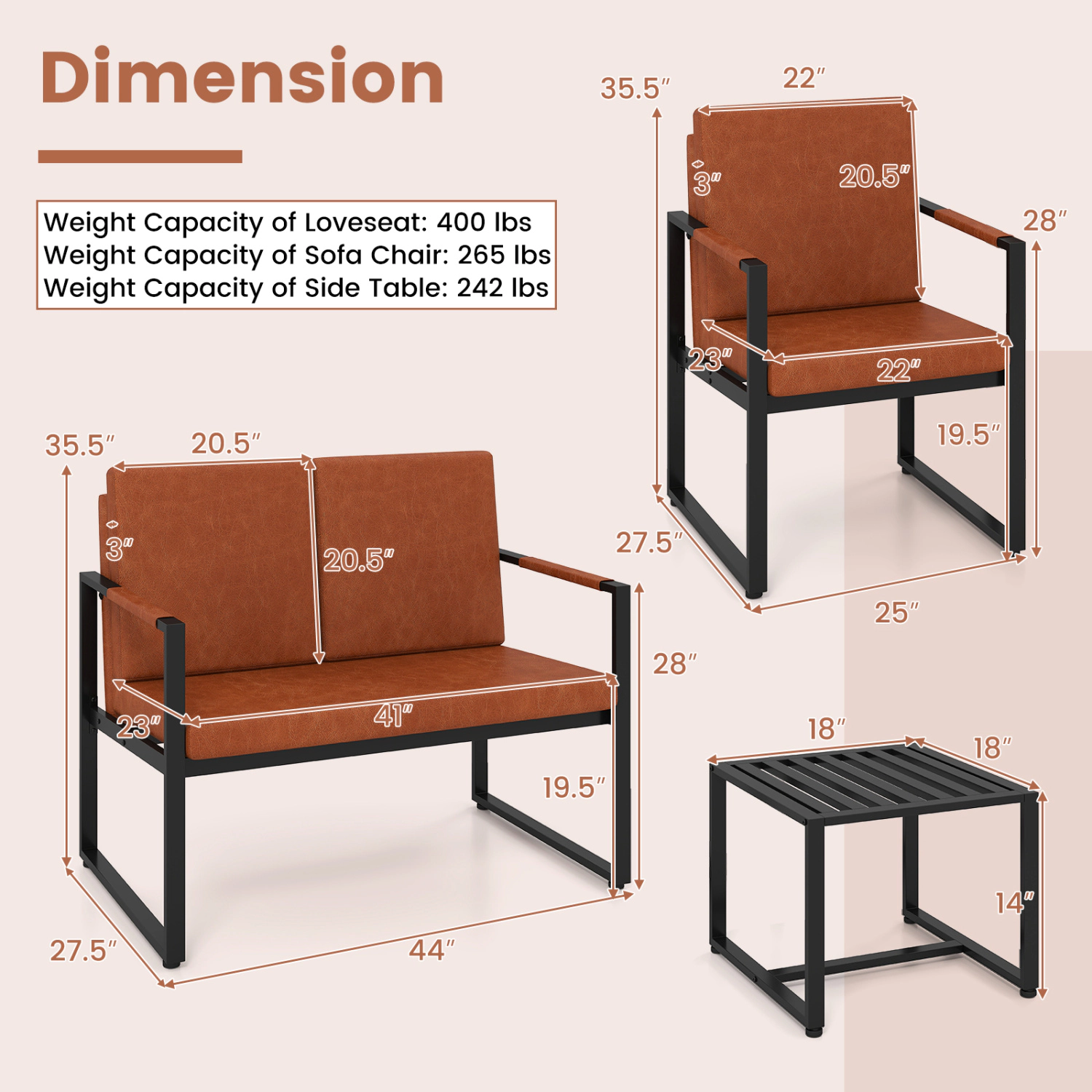 Glintex 2-Piece Metal End Table Set with Slatted Tops and 242-Lb Capacity, Black