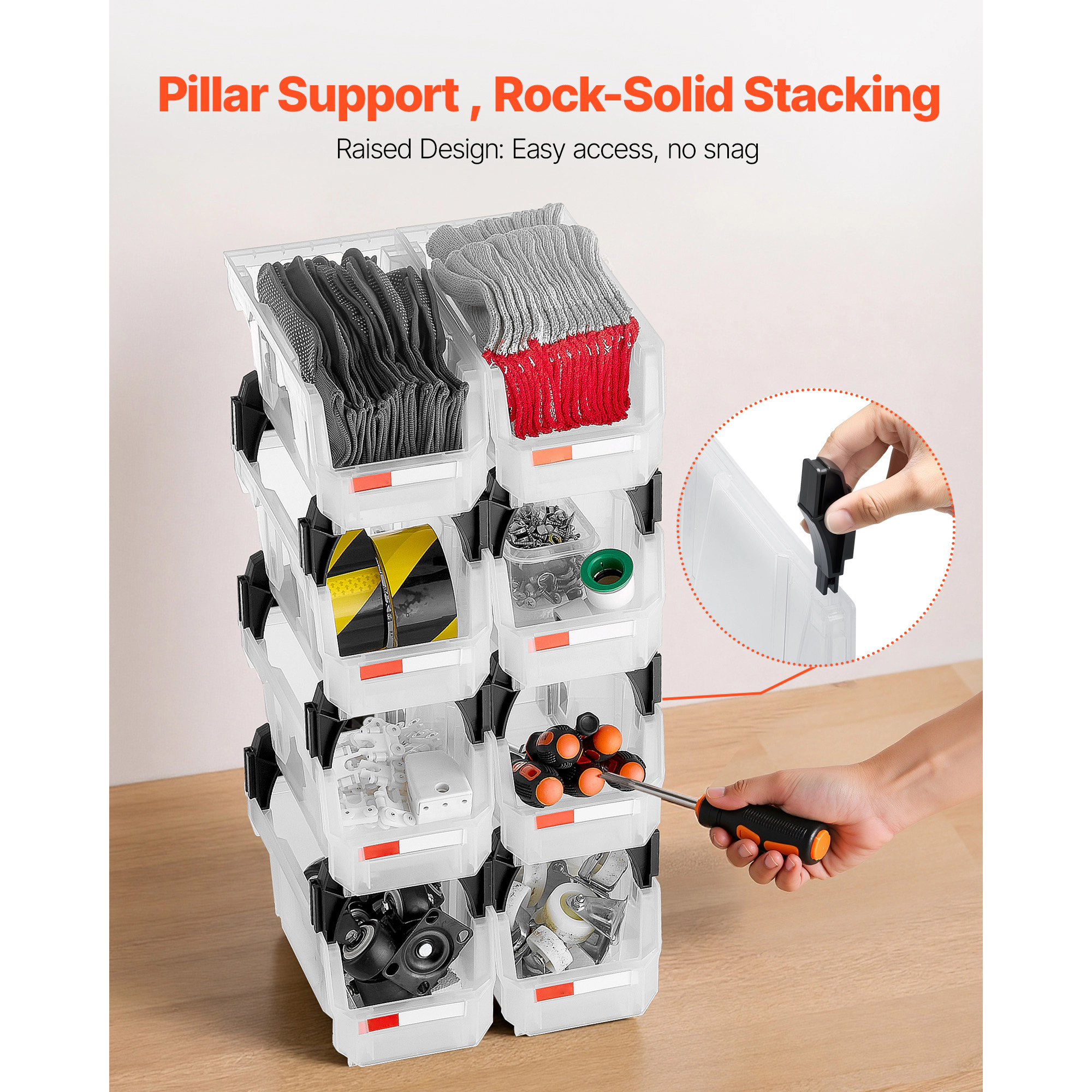 HONGGE Plastic Stackable Storage Bins Plastic Containers for Organizing Storage Bins for Closet Garage Small Parts