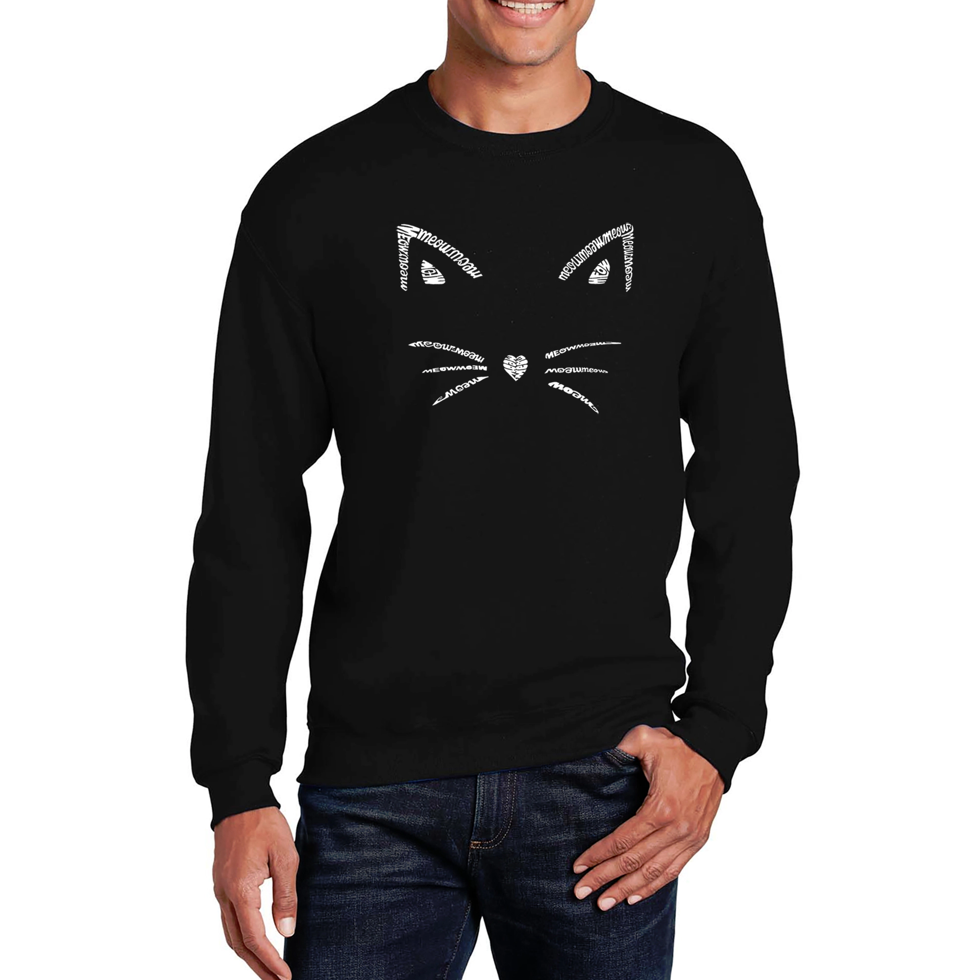 LA Pop Art Whiskers - Mens Word Crew Sweatshirt