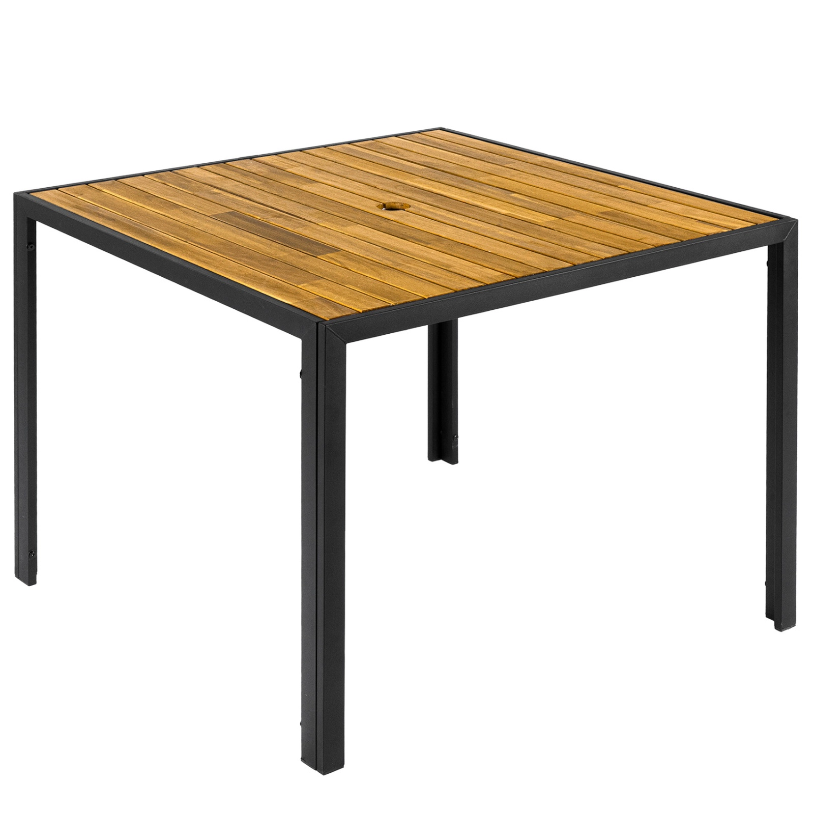 SUGIFT 36-in Square Acacia Wood Outdoor Dining Table for 4 with Slatted Top 165-lb Capacity Natural + Black 2-Piece Set