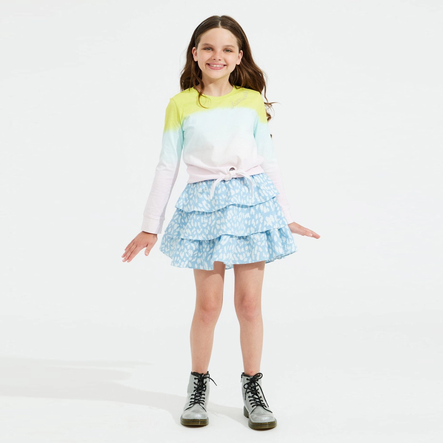 Rockets of Awesome Spots Chambray Tiered Skirt for Girls