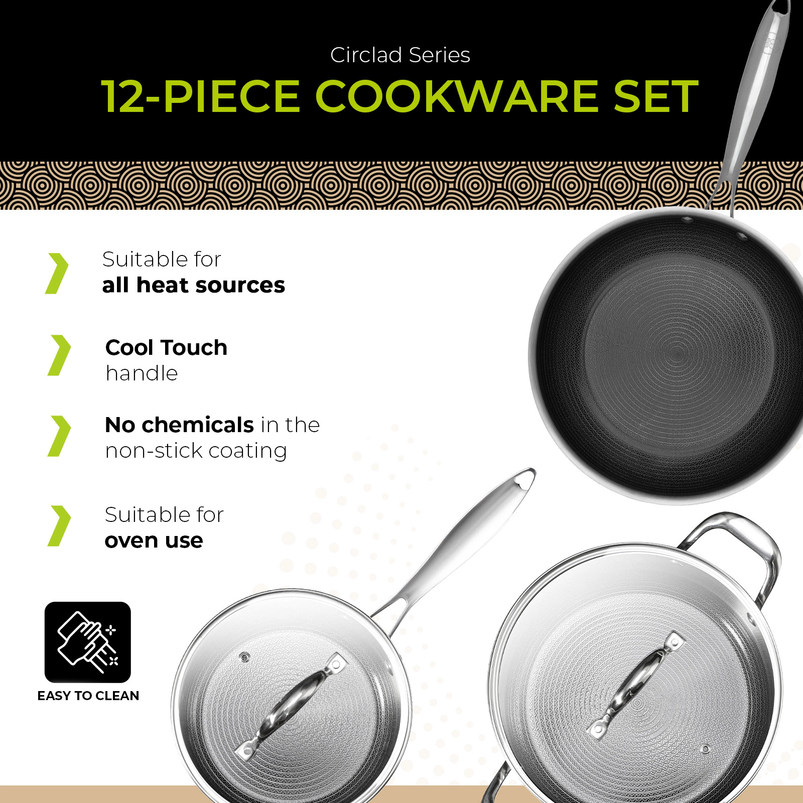 BE - LIVING CIRCLAD Series 12-Piece Nonstick Cookware Set