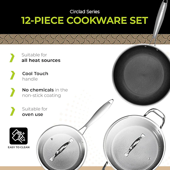 BE - LIVING CIRCLAD Series 12-Piece Nonstick Cookware Set