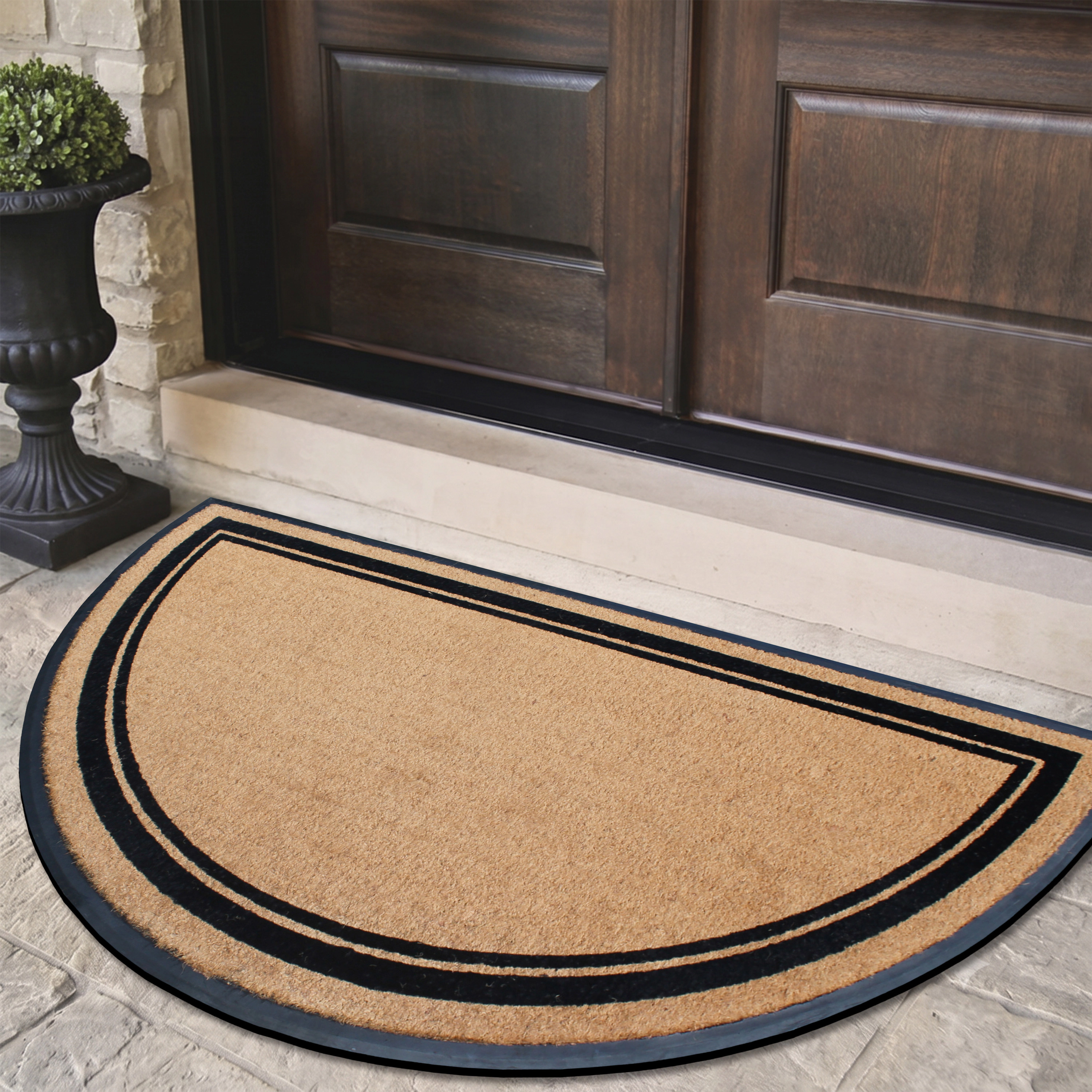 A1HC Half-Round Coir and Rubber Door Mat 36x72 Inches Low-Profile Long-Lasting Classic Semicircle