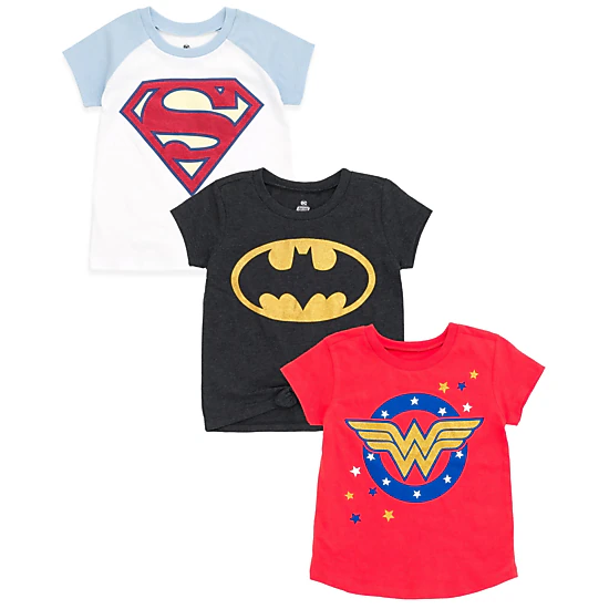 DC Comics Justice League Girls' 3-Pack T-Shirts