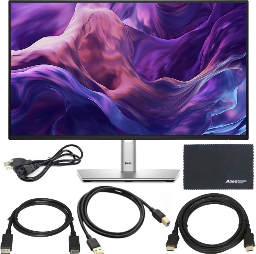 AOM Dell P2425H Computer Monitor Screen 24" 16:9 IPS Display 100Hz w/Stand - Full HD, 1920 x 1080 with Power Cord +